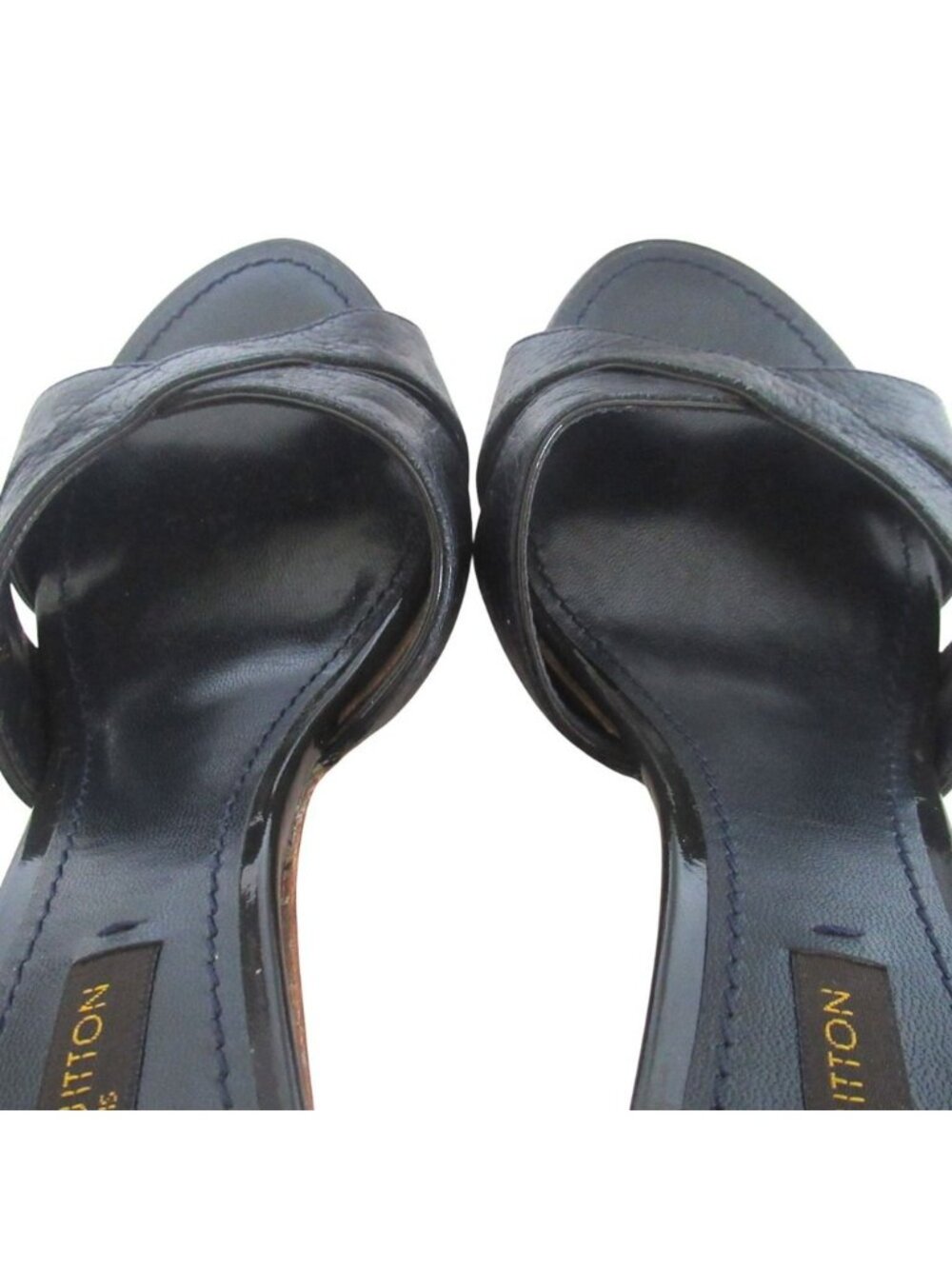 Louis Vuitton Monogram Empreinte Ankle Strap High Heels Sandals 35 Navy - Picture 7 of 10